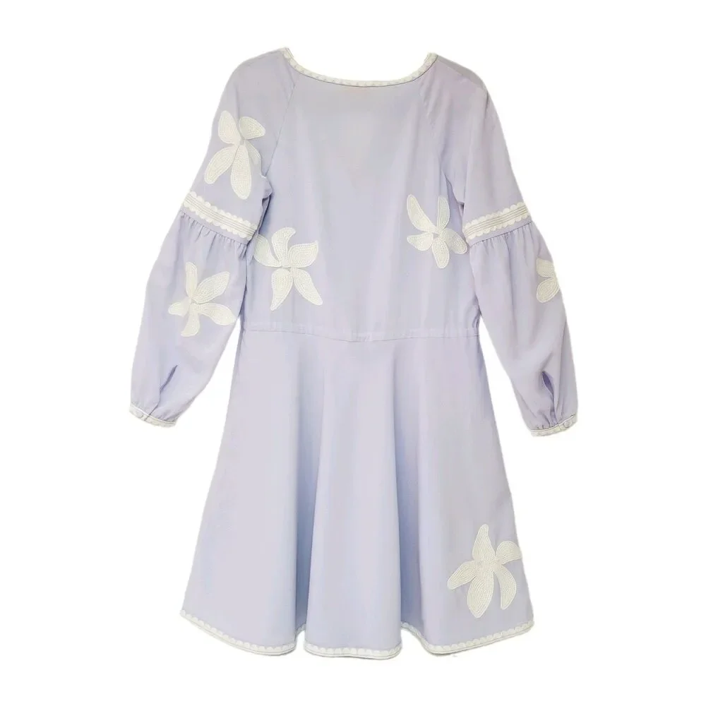 Tory Burch Sadie Floral Appliqué Dress – French Lavender
